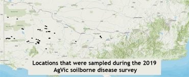 Locations crops that were sampled during 2019 as part of the AgVic soilborne disease project
