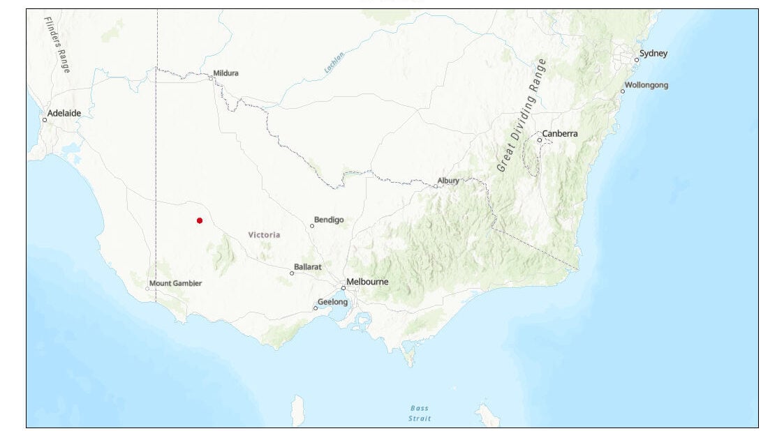 Map 1. Location of canola samples in Victoria, with positive (highlighted in red) and negative (highlighted in green) test results shown by nearest town.