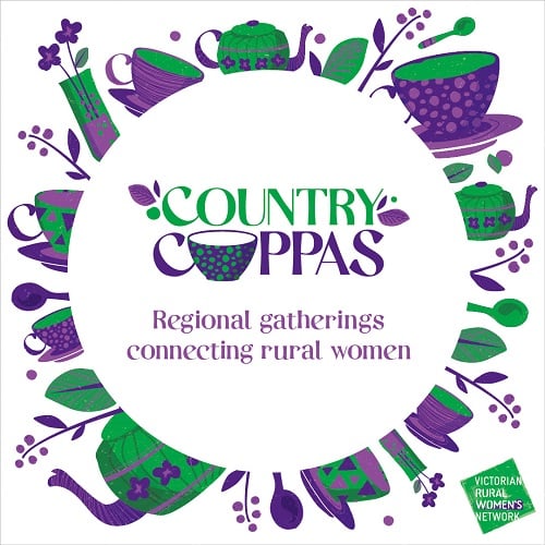 Country Cuppas launch event logo circle of teapots and teacups