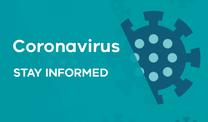 Coronavirus stay informed blue tile