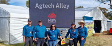 NSW DPI – Farms of the Future team at the Australian AgTech COP stall in Agtech Alley at the Australian National Field Days