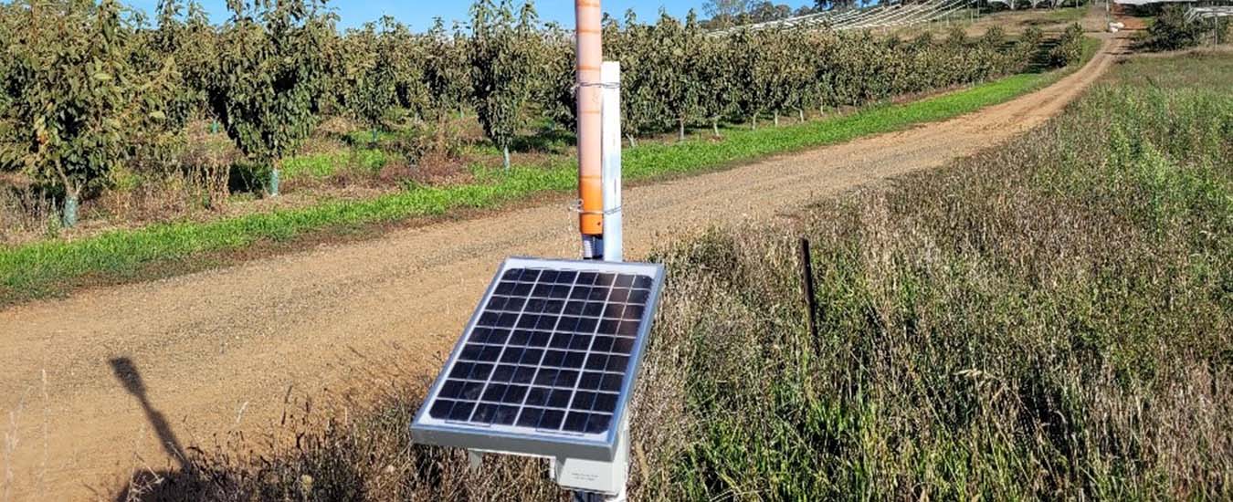 Weather station in an apple and cherry orchard near Orange, NSW