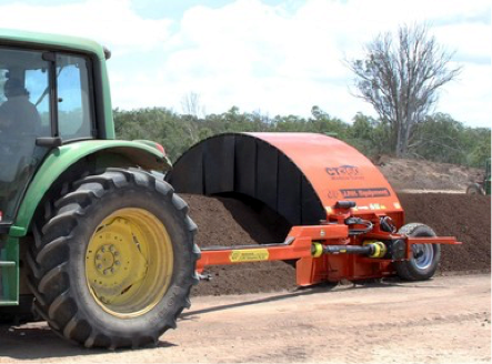 Photo of a PTO-driven windrow turner.