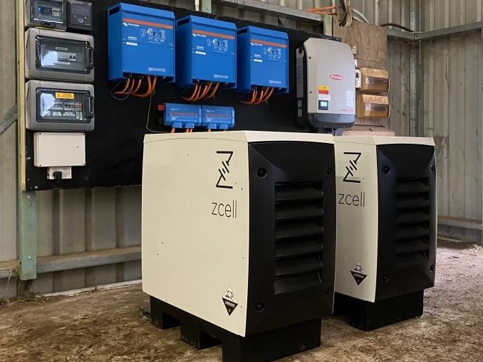Flow batteries and inverters on dairy farm