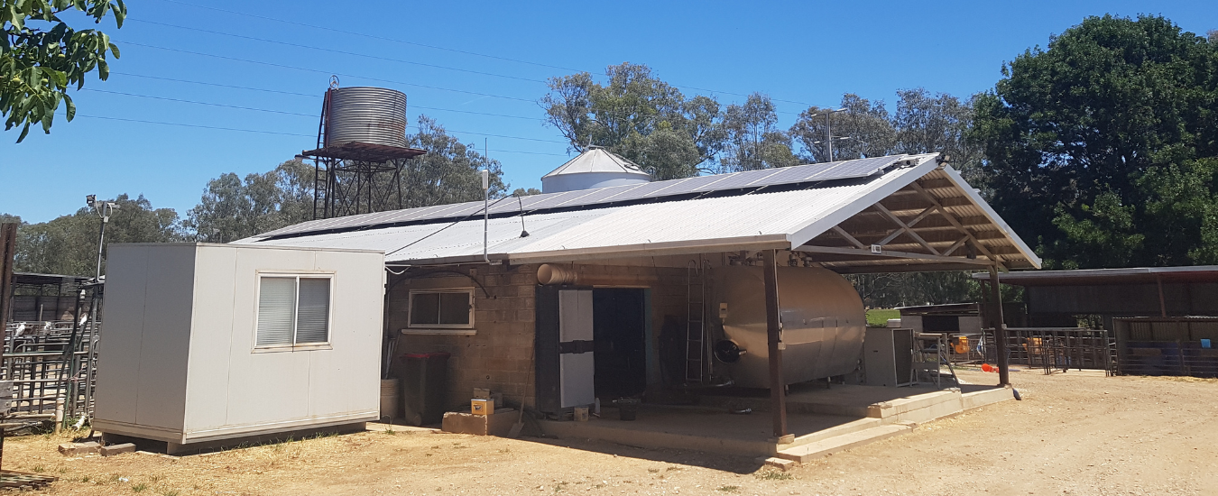 Dairy with solar panels on the roof