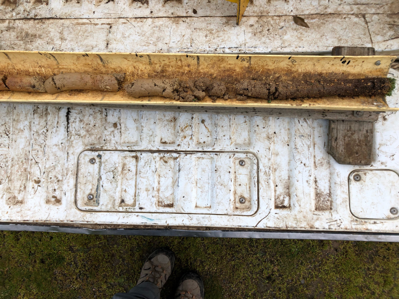 Soil core from the Baynton granite phalaris paddock, which highlights a gradual change in soil characteristics down the profile.