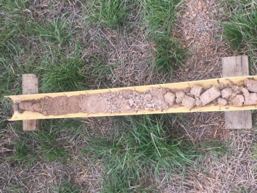 Soil core from the Lake Bolac paddock, which highlights a gradual change in soil characteristics down the profile.