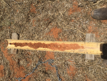 Soil core from the Werrimull paddock, which highlights a gradual change in soil characteristics down the profile.