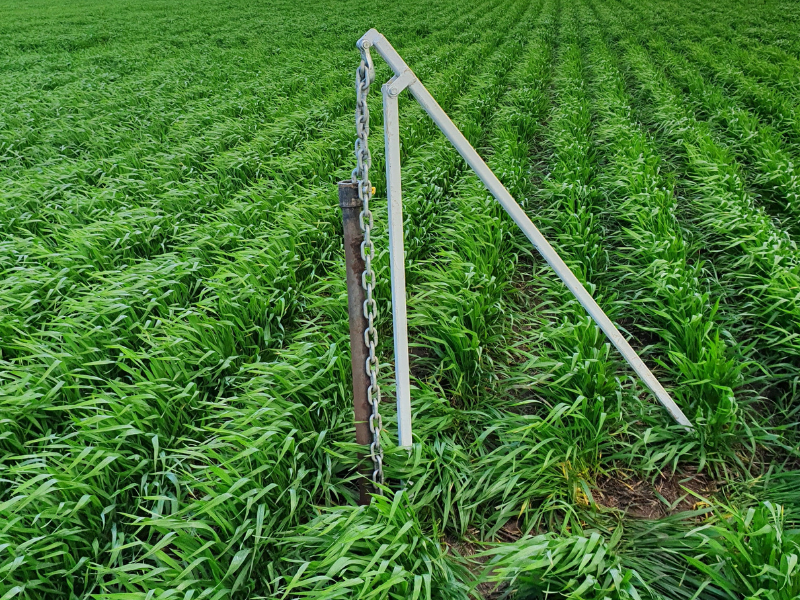 Soil core pulley system used to create a one metre soil core, which enables 10 centimetre samples to be taken in the paddock and also enables visual identification of soil layers.