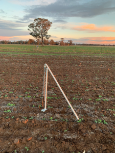 Soil core pulley system used to create a one metre soil core, which enables 10 centimetre samples to be taken in the paddock and also enable visual identification of soil layers. 
